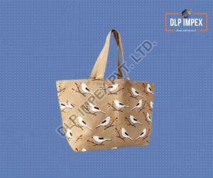 Bird Print Jute Beach Bag, Handle Type : Loop Handle