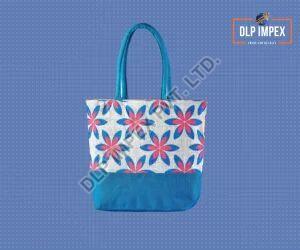 Blue & White Jute Fashion Bag, Handle Type : Cotton Handle
