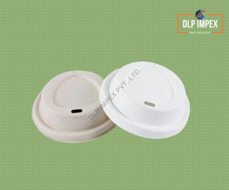 Round Disposable Sugarcane Bagasse Coffee Cup Lid, Color : White