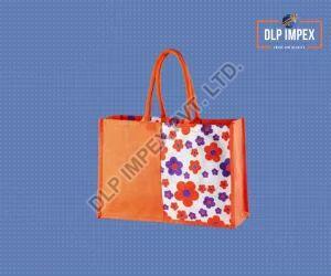 Flower Printed Jute Fashion Bag, Handle Type : Cotton Handle