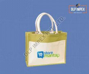 Green & White Jute Promotional Bag, for Advertising, Style : Modern