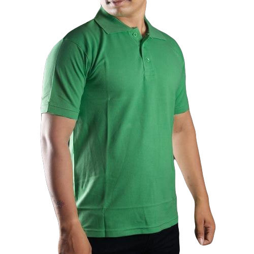 Half Sleeves Mens Cotton Green Collar T-Shirt, Occasion : Casual Wear, Party Wear