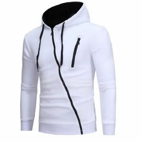 White Plain Mens Cotton Hoodies, Occasion : Party Wear, Casual Wear