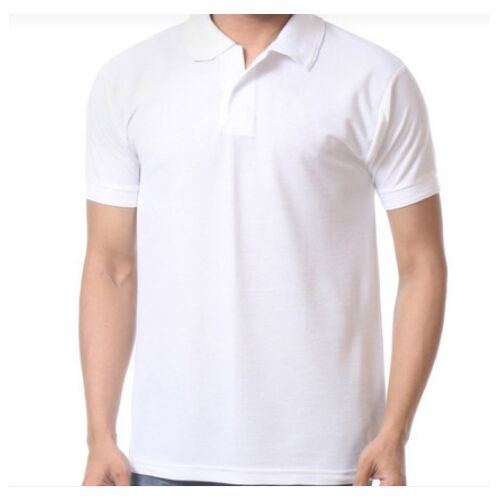 Mens Cotton White Collar T-Shirt
