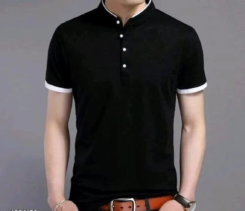 Mens Designer Chinese Collar T-Shirt, Occasion : Casual Wear, Party Wear