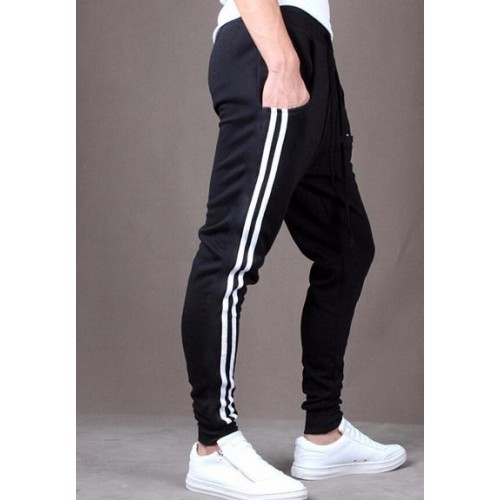 Black Plain Cotton Mens Sports Track Pant