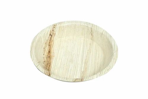 Round 8 Inch Areca Leaf Plate, For Serving Food, Packaging Type : Plastic Packet