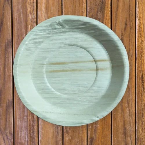 Creamy Plain Round Areca Leaf Plate, for Serving Food, Packaging Type : Plastic Packet