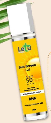 Yellow Letu SPF50 Sunscreen Gel, for Skin Care, Packaging Type : Plastic Tube