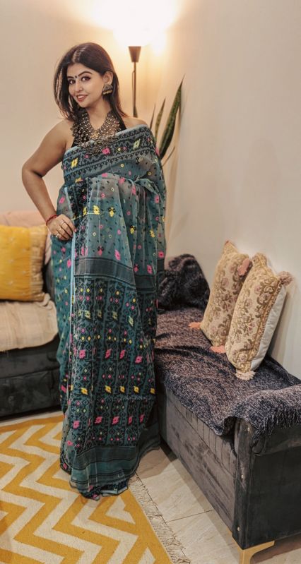 Multicolor dhakai jamdani saree, Feature : Anti-Wrinkle, Comfortable, Embroidered, Impeccable Finish