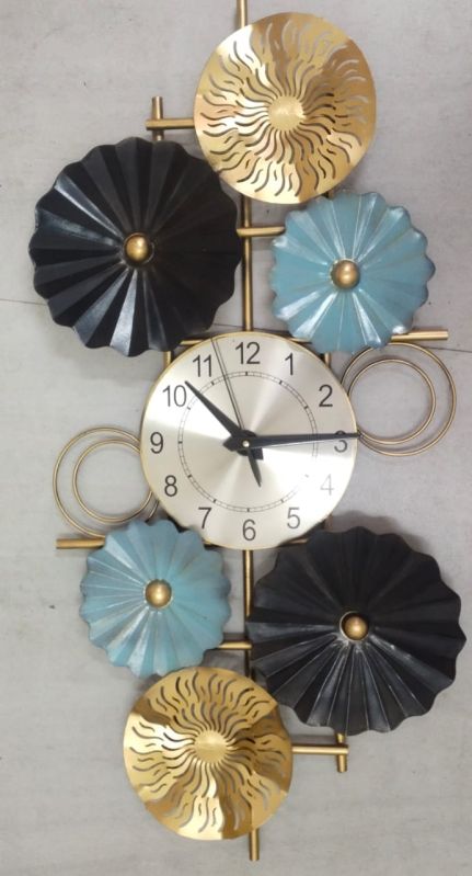 Metal 2-4 Kg Wall Art Clock, for Home, Office, Decoration, Gift Occasion : Festival, Anniversary
