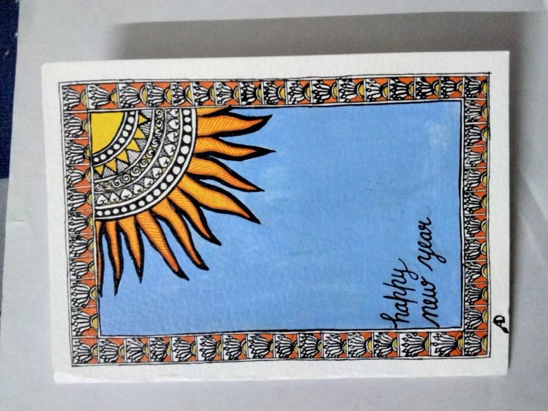 Madhubani handmade paper greeting cards, Packaging Type : Envelope