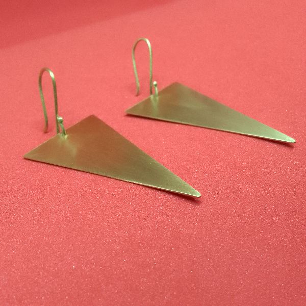 Triangular brass earrings