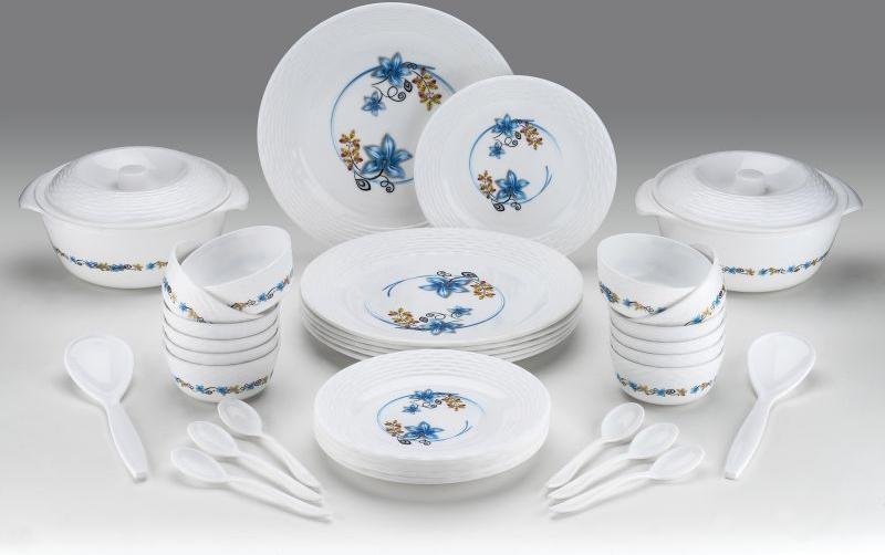 Round 36 Pcs Blue Maharani Dinner Set, for Home, Hotel, Restaurant, Size : Medium