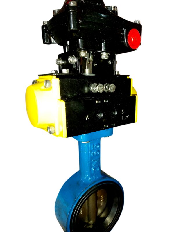 Stainless Steel Pneumatic Operated Butterfly Valve, for Water Fitting, Oil Fitting, Gas Fitting, Size : Standard