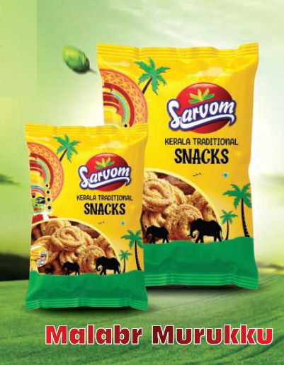 Brown Sarvom Malabr Murukku, for Snacks, Packaging Type : Plastic Packet