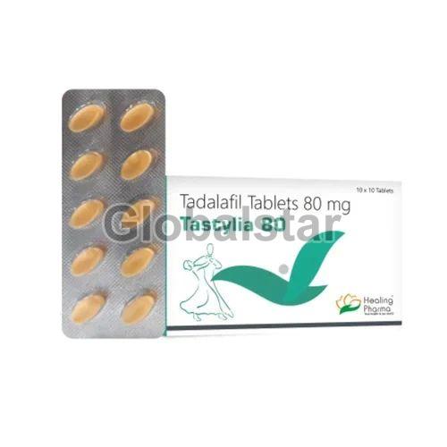 Tastylia 80mg Tablets, for Erectile Dysfunction, Packaging Type : Blister