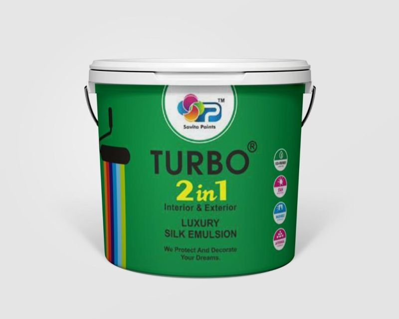 Turbo Luxury Silk Emulsion Paint, for Interior Exterior, Packaging Type : Plastic Bucket