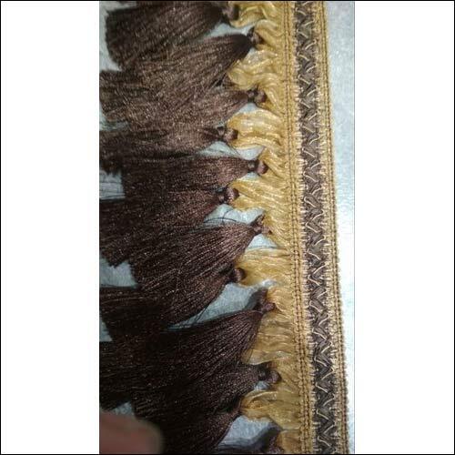 Brown Polyester Knitted Designer Maharani Lace, for Garment, Decoration, etc
