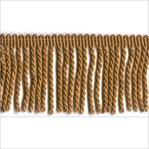 Chirag Handicrafts Brown Rayon Plain Bullion Tassel Fringe, for Garment, Decoration, etc, Size : 100 Meter Length