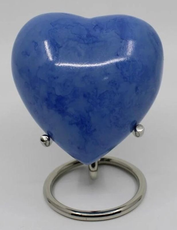 Blue Heart Shaped Cremation Urn, Style : Amtique