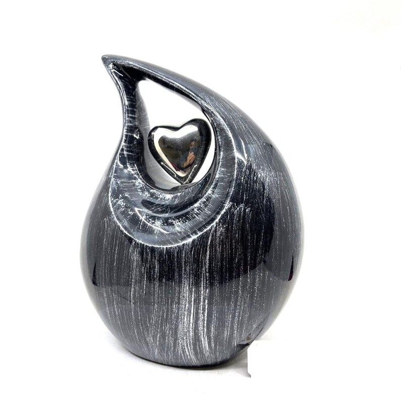 Black Bright Tear Drop Cremation Urn, Style : Modern