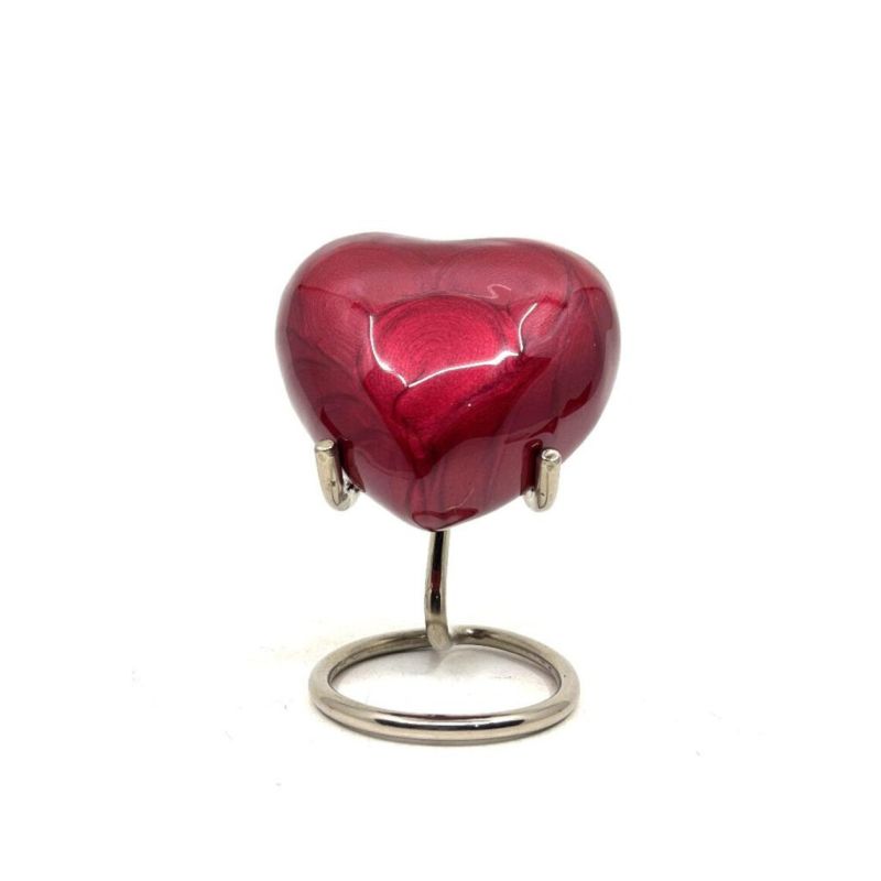 Plain Heart Shaped Cremation Urn, Color : Red
