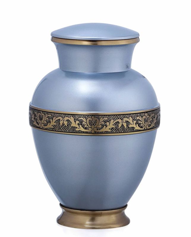 Blue Brass Polished Personalized Round Cremation Urn