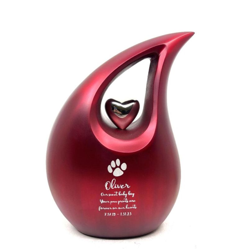 Pet Tear Drop Cremation Urn, Color : Red