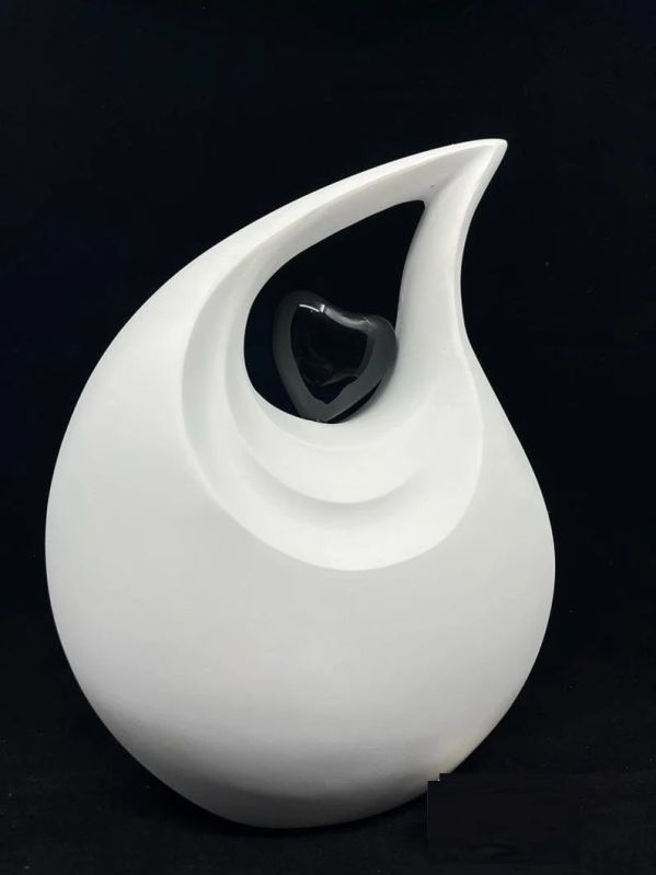 White Premium Tear Drop Cremation Urn, Style : Modern