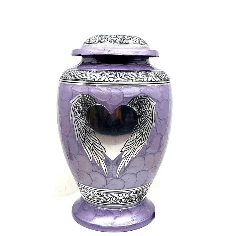 Polished Brass Purple Round Cremation Urn