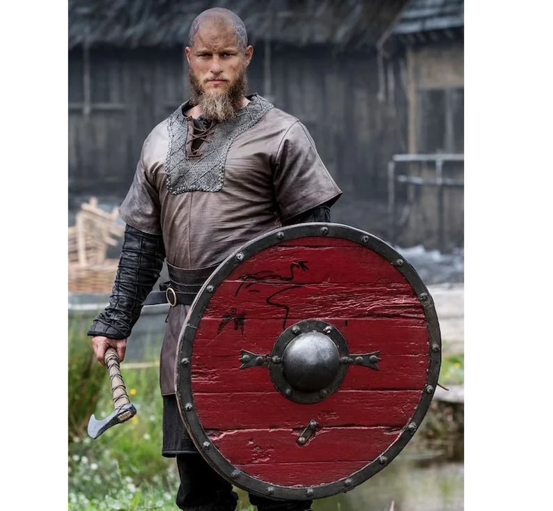 3.5kg (approx.) Polished Wood Ragnar Viking Shield, Color : Grey, Brown