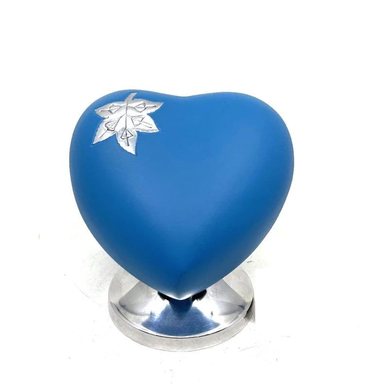 Royal Blue Heart Shaped Cremation Urn, Style : Modern
