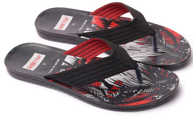 Black/Red PU Indus V4 Mens PU Slippers, for Daily Wear, Size : UK/India 6 - UK/India 10
