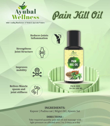 Herbal Liquid Pain Kill Oil, for Sprains Strains, Arthritis, Packaging Size : 50gm