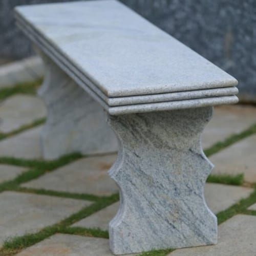 Grey Rectangular Polished Stone Bench, for Sitting, Garden Sitting