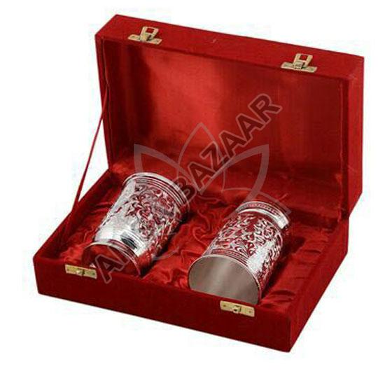 Silver Plated Brass Glass Set, Size : Customised