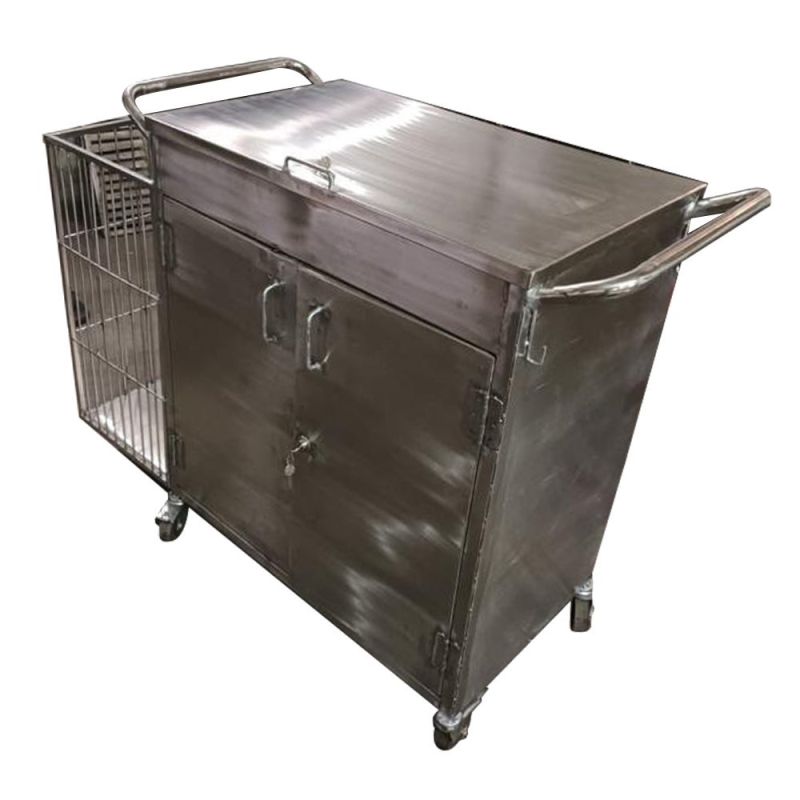 Silver Rectangular Polished Stainless Steel Housekeeping Trolley, for Hospital