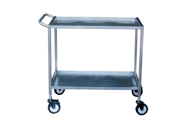 Silver Rectangular Polished Stainless Steel Table Trolley, Feature : Sturdiness, Easy To Move