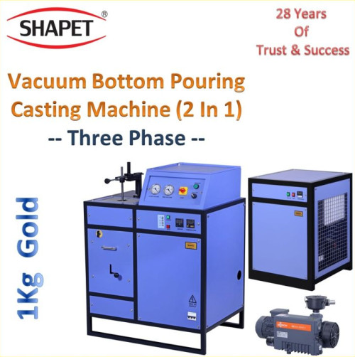 1Kg Gold 2 in 1 Three Phase Vacuum Bottom Pouring Casting Machine