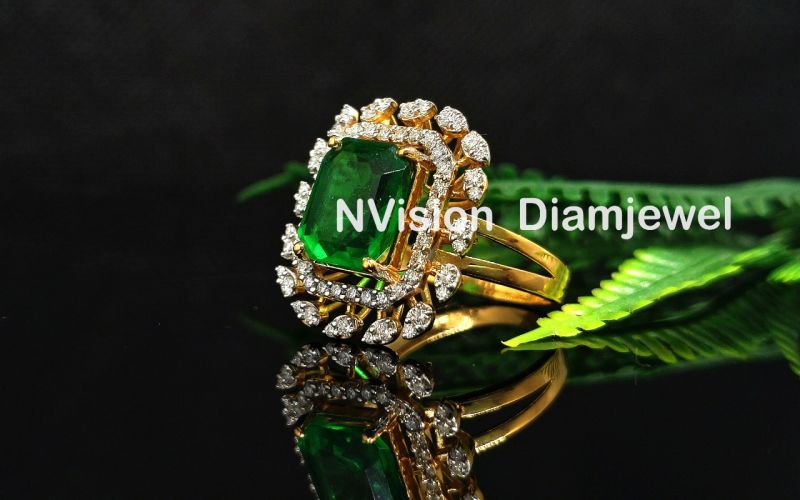 Natural Diamond Emerald Astro Ring