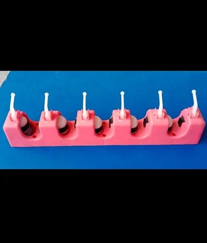 Pink Plastic 5 Slot Broom Holder, Packaging Type : Box