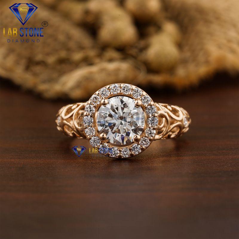 Aesthetic Round Cut Diamond Rose Gold Ring