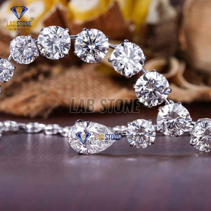 Round Cut Diamond White Gold Charm Necklace Set