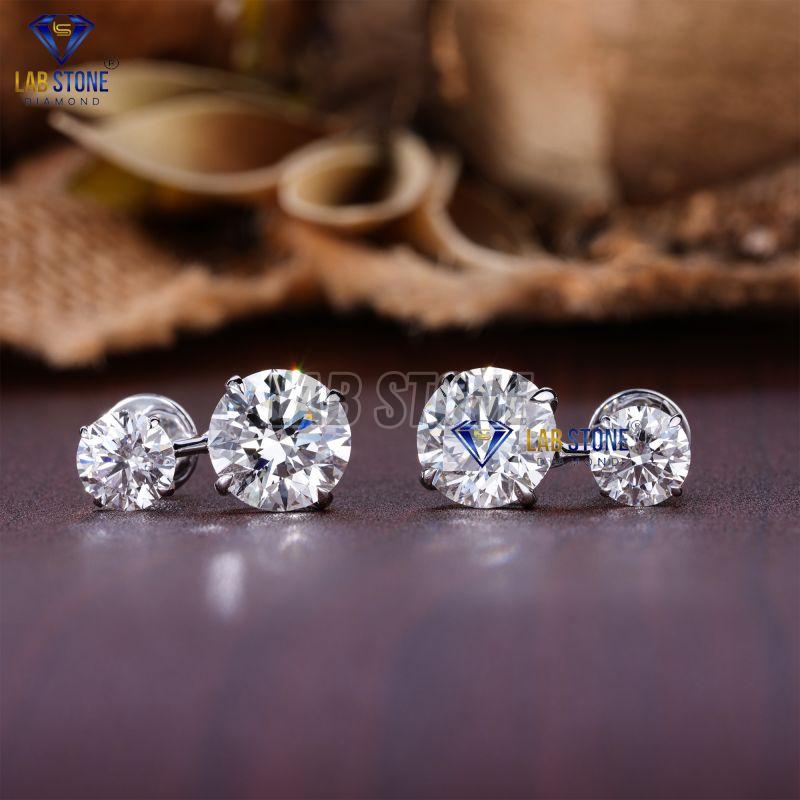 Round Cut Diamond White Gold Charm Necklace Set