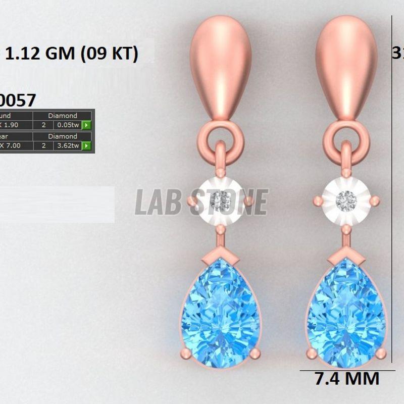 Round & F.B Pear Cut Diamond Rose Gold Drop and Dangle Earring