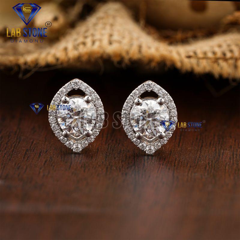 Round Cut Diamond White Gold Stud Earrings