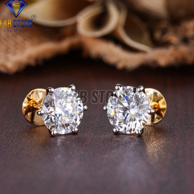 White Gold Round Cut Diamond Stud Earrings