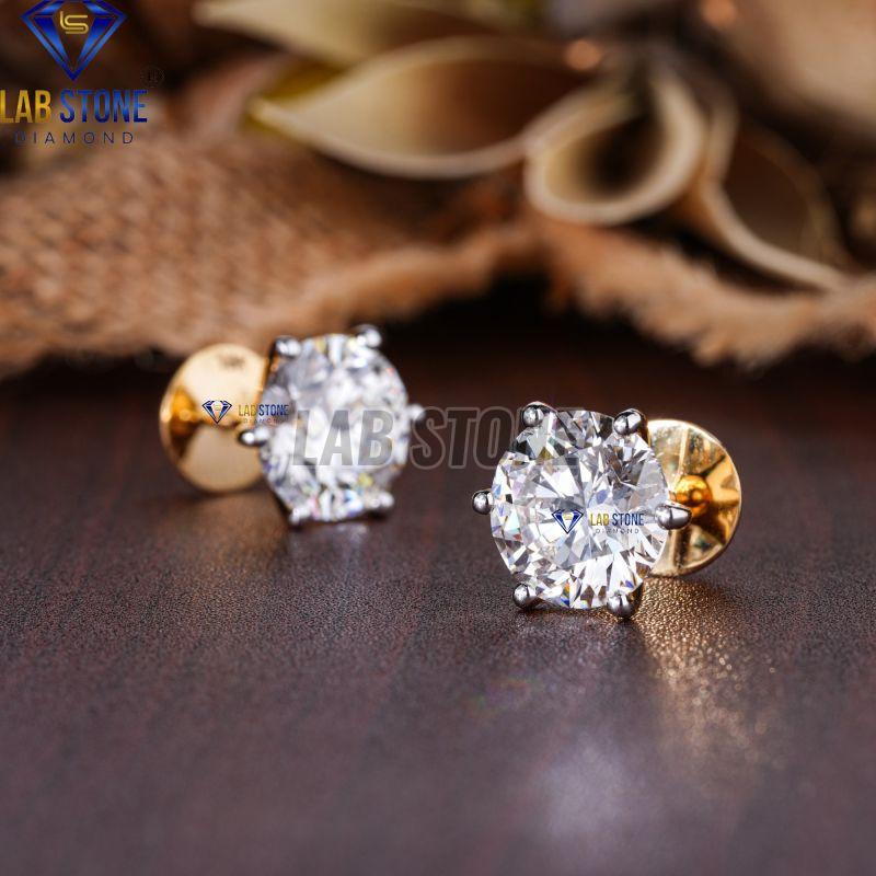 White Gold Round Cut Diamond Stud Earrings