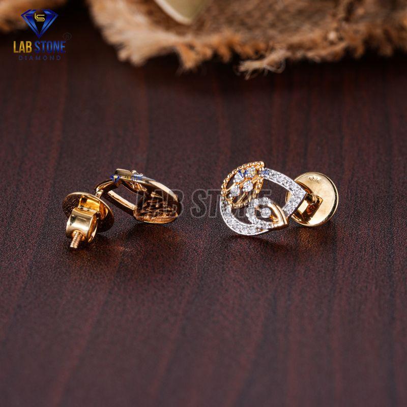 Aesthetic Round Cut Diamond Yellow Gold Stud Earrings